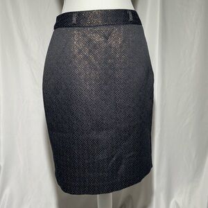 Worthington Pencil Skirt Blue Metallic Sparkly Geometric Pattern Womens 6